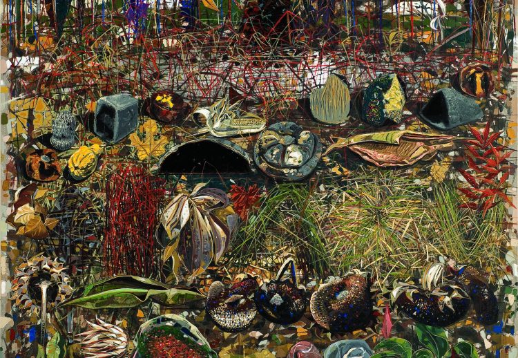 5.  Zapisi na povraini zemlje - jesen, 2007. god.  akrilik na platnu 158 x 158 cm